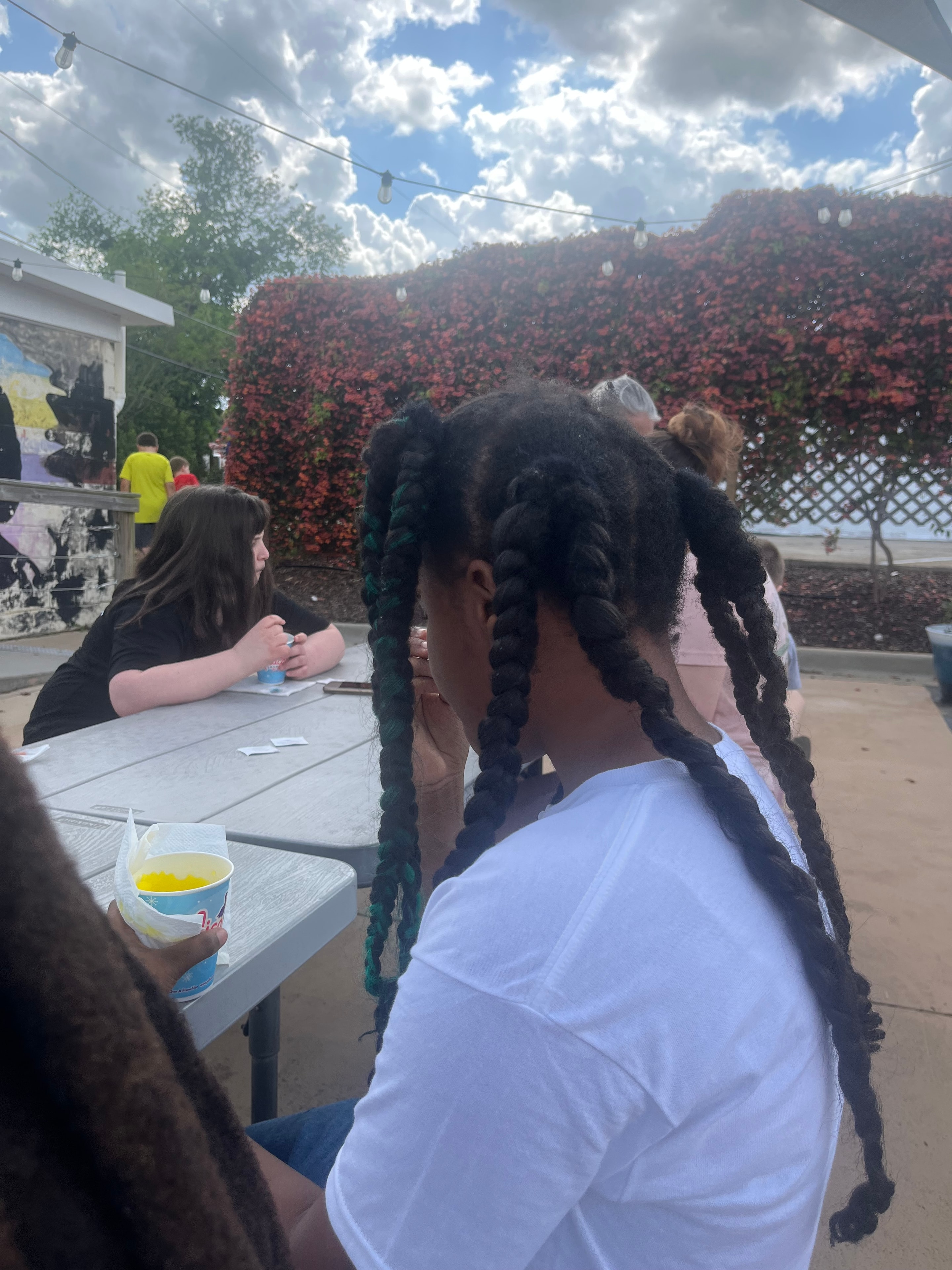 Aaliyah and co-op students doing an activity during the trip